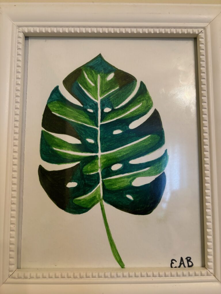Emily Baldwin's painting of a large leaf.